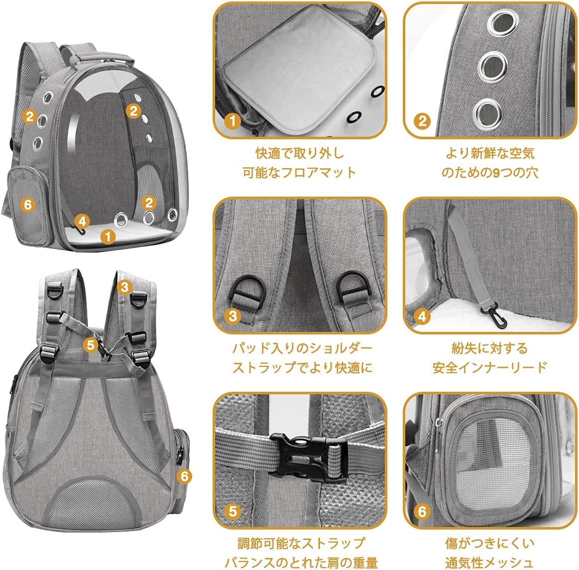 Amazon.co.jp: 猫 キャリーバッグ 犬猫兼用 宇宙船カプセル型 リュック